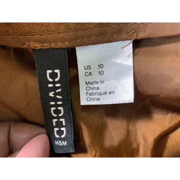 H&M Divided Brown Button-Front Mini Skirt Polyester Womens Size US 10 - Picture 9 of 13